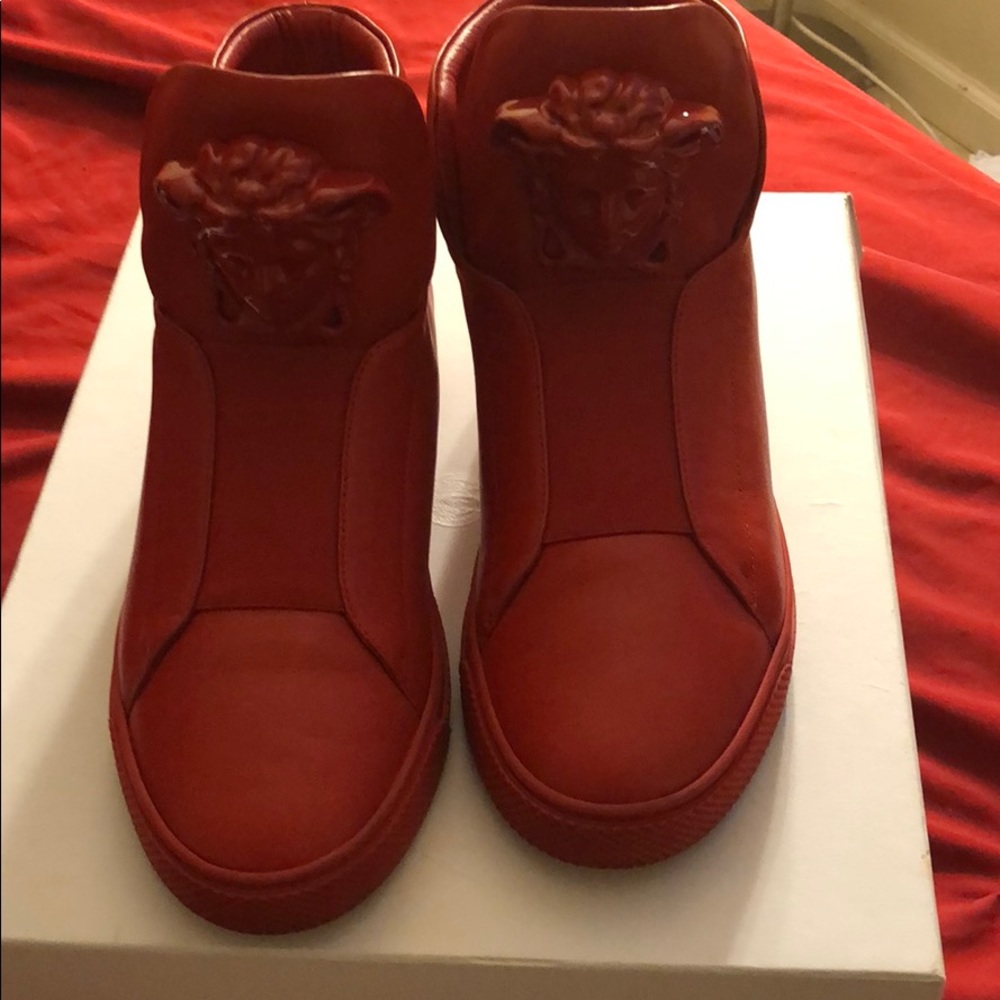 Versace Pallazo Leather High-top Sneaker